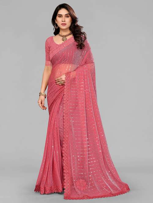 women solid with work embellished saree with blouse - 22228545 -  Standard Image - 0