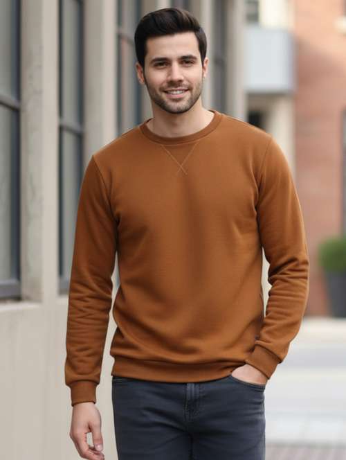 men solid long sleeve regular fit sweatshirt - 22228583 -  Standard Image - 0