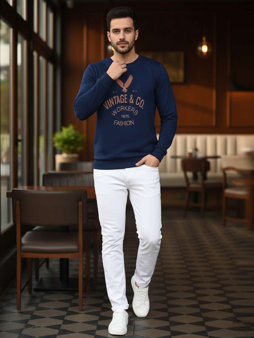 men front print long sleeve regular fit sweatshirt - 22228596 -  Standard Image - 3