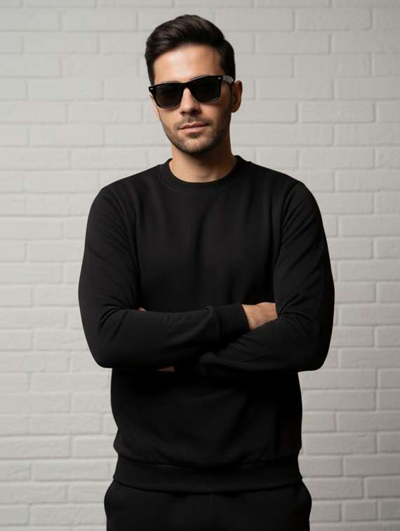 men solid long sleeve regular fit sweatshirt