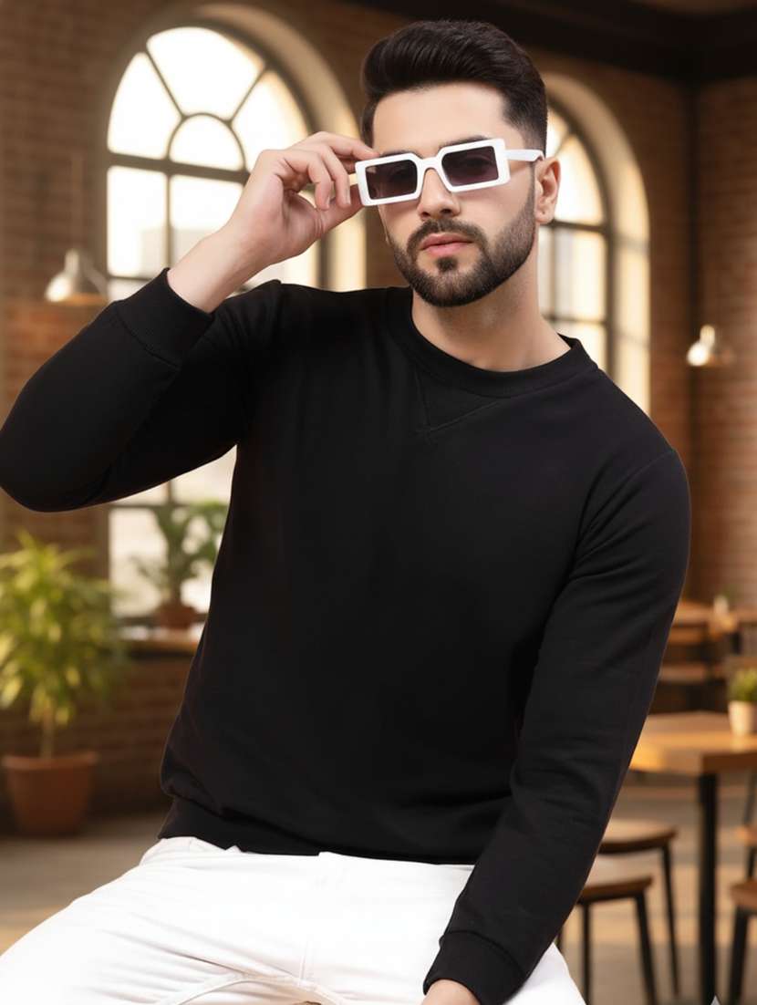 men solid long sleeve slim fit sweatshirt