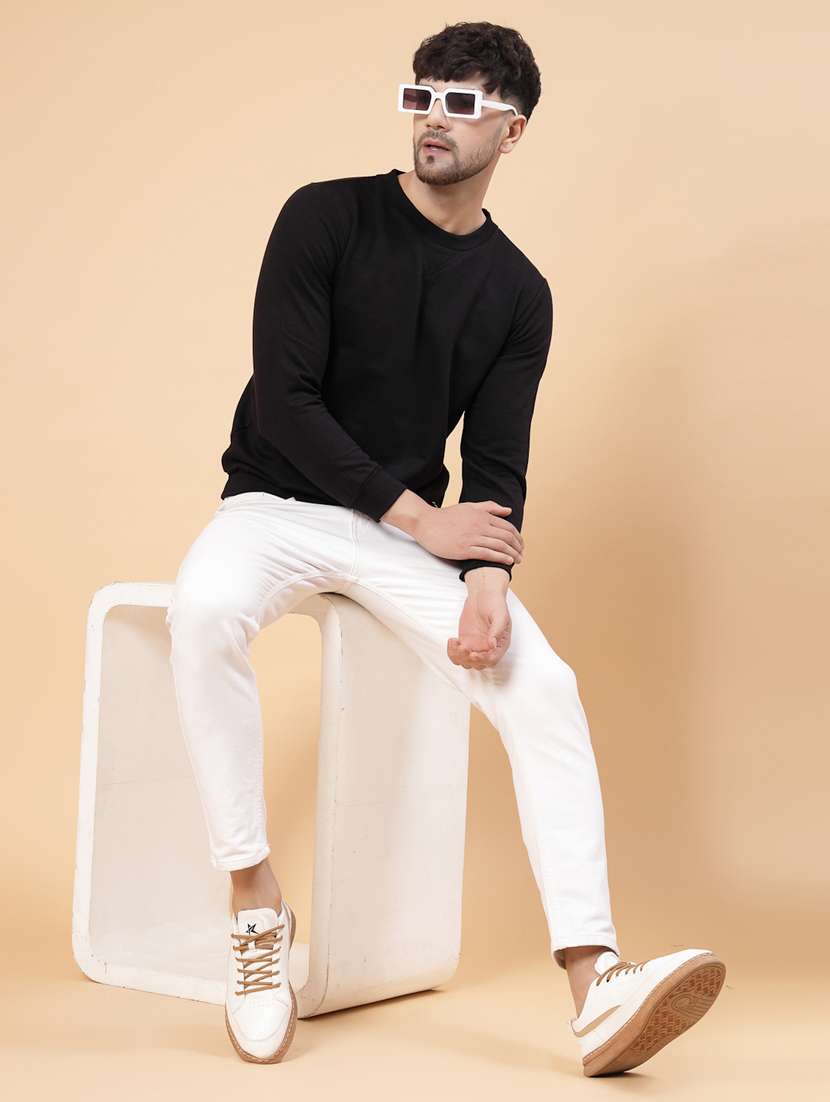 men solid long sleeve slim fit sweatshirt - 22228611 -  Standard Image - 3