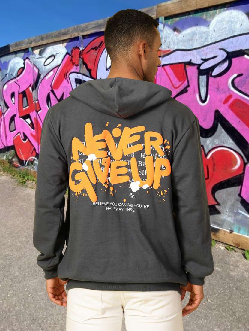 men back print long sleeve oversized sweatshirt