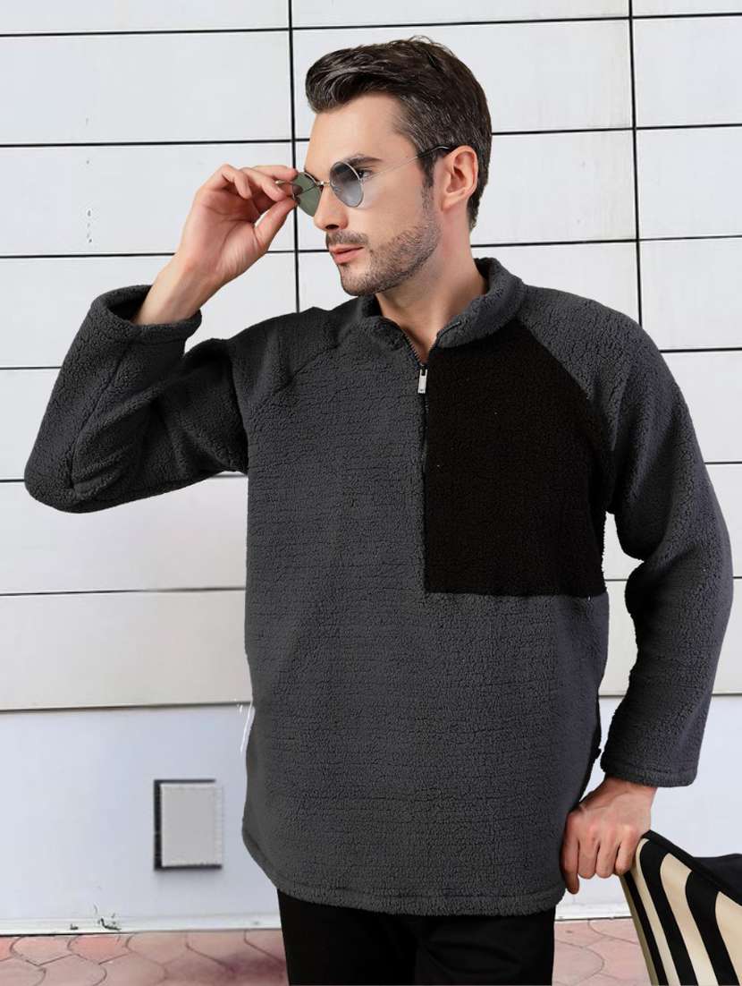 men color block long sleeve oversized sweatshirt