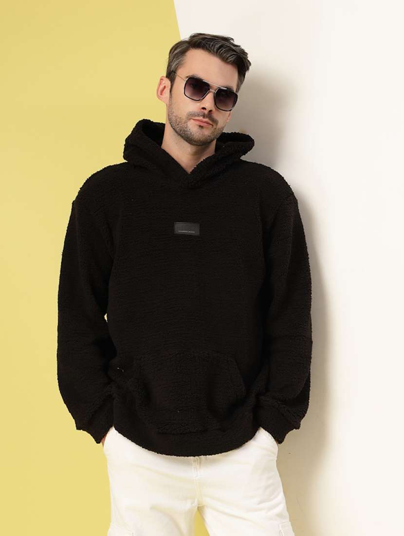 men solid long sleeve oversized sweatshirt