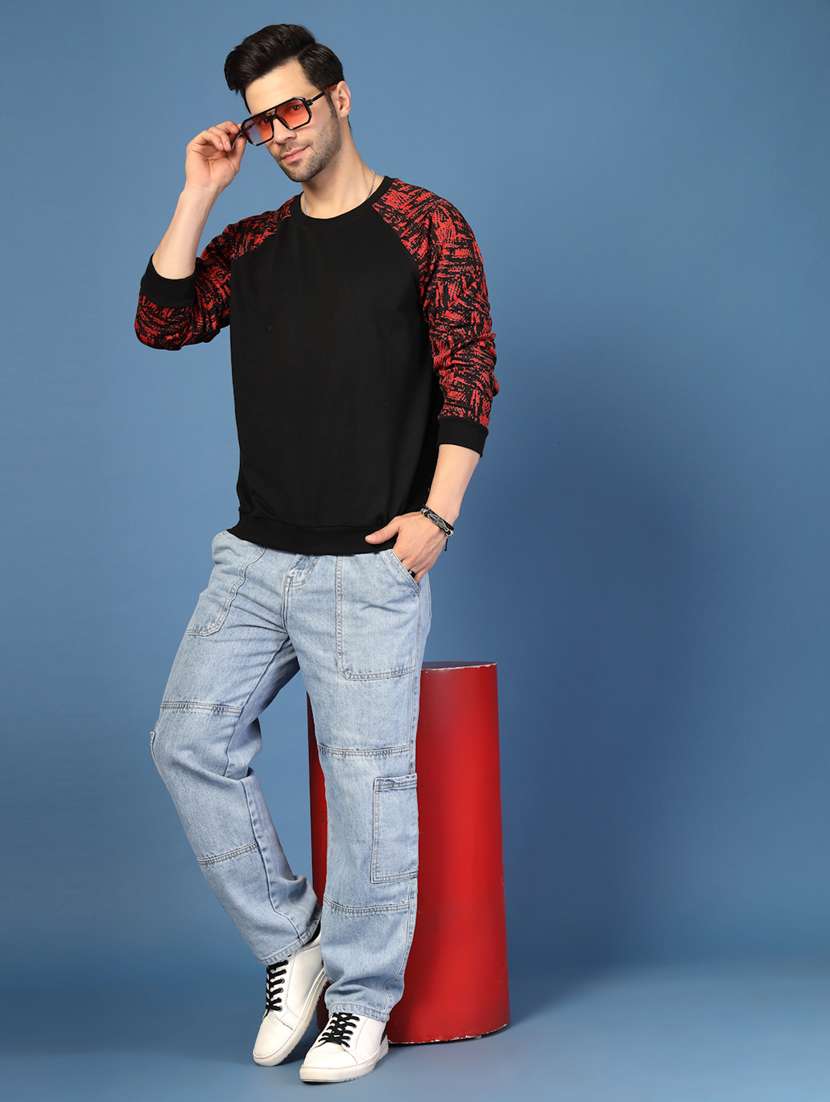 men color block long sleeve regular fit sweatshirt - 22228640 -  Standard Image - 3
