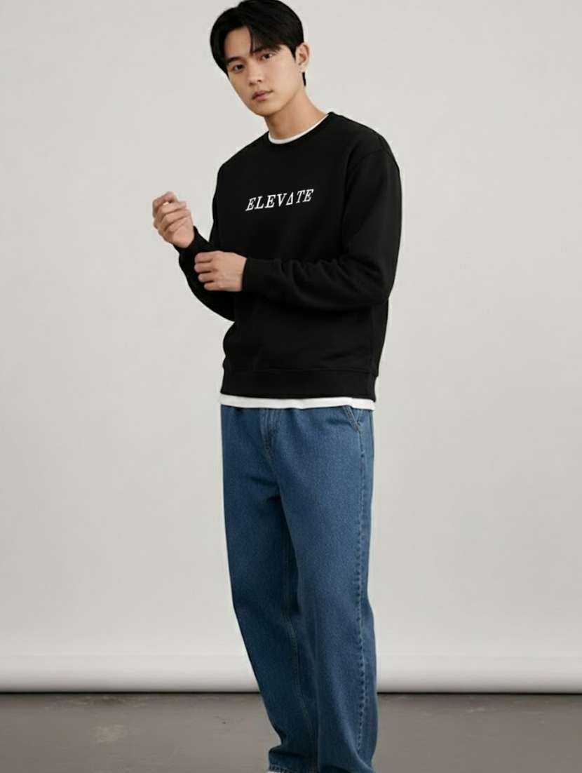 men chest print long sleeve regular fit sweatshirt - 22228662 -  Standard Image - 3