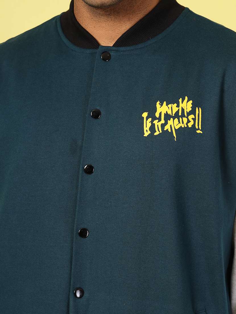 men color block henley neck varsity jacket - 22228676 -  Standard Image - 3