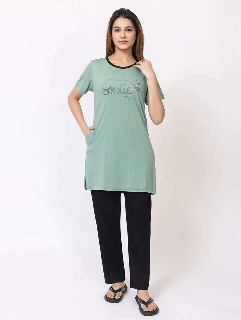 women printed nightwear pyjama set