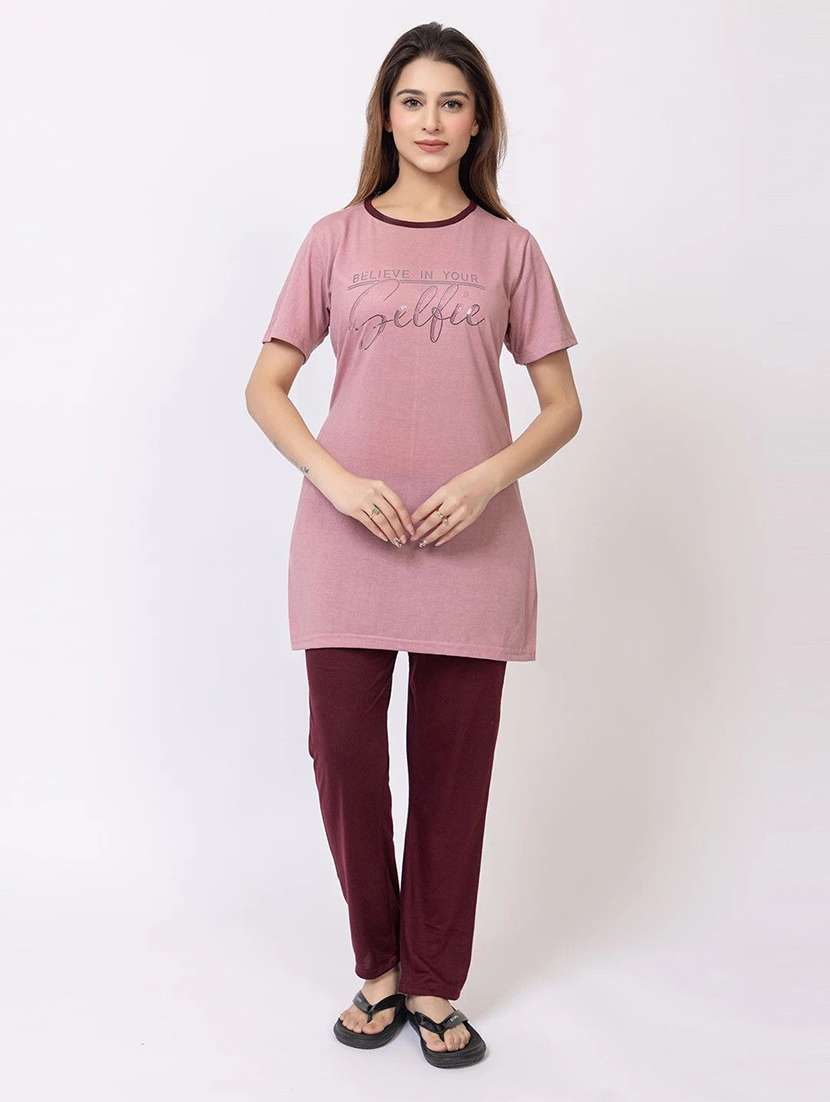women printed nightwear pyjama set