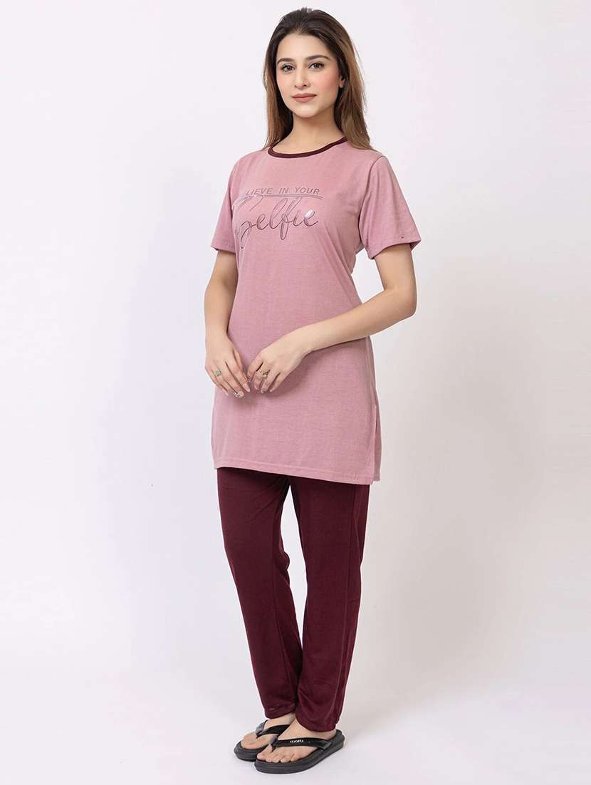 women printed nightwear pyjama set - 22228688 -  Standard Image - 3