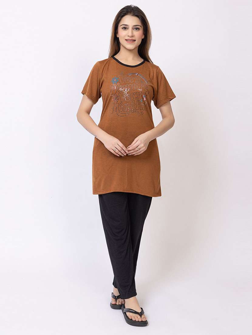 women printed nightwear pyjama set