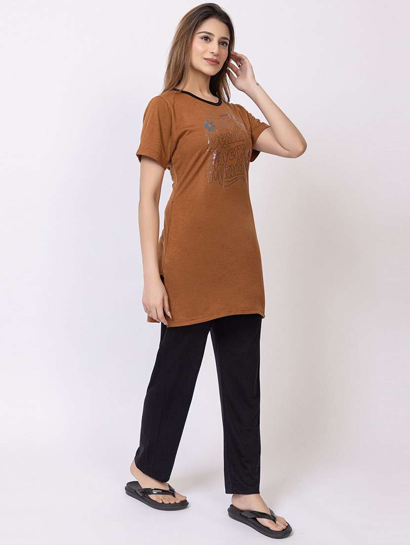 women printed nightwear pyjama set - 22228689 -  Standard Image - 3