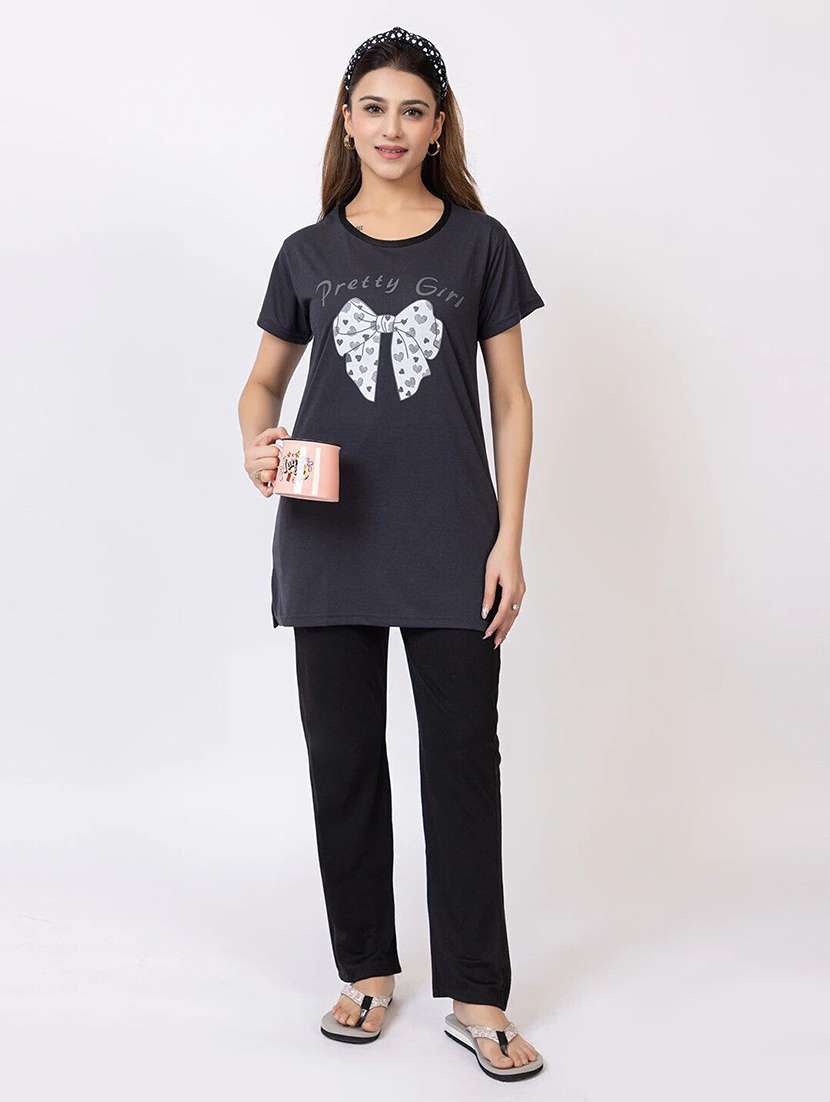 women printed nightwear pyjama set