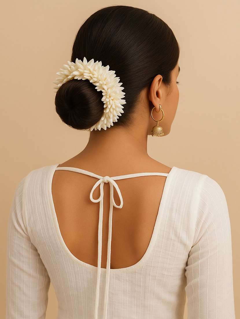 women artificial jasmine gajra hair scrunchie