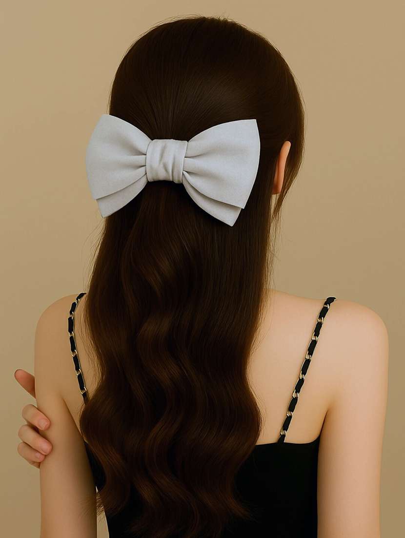 women satin bow hair claw clip for women