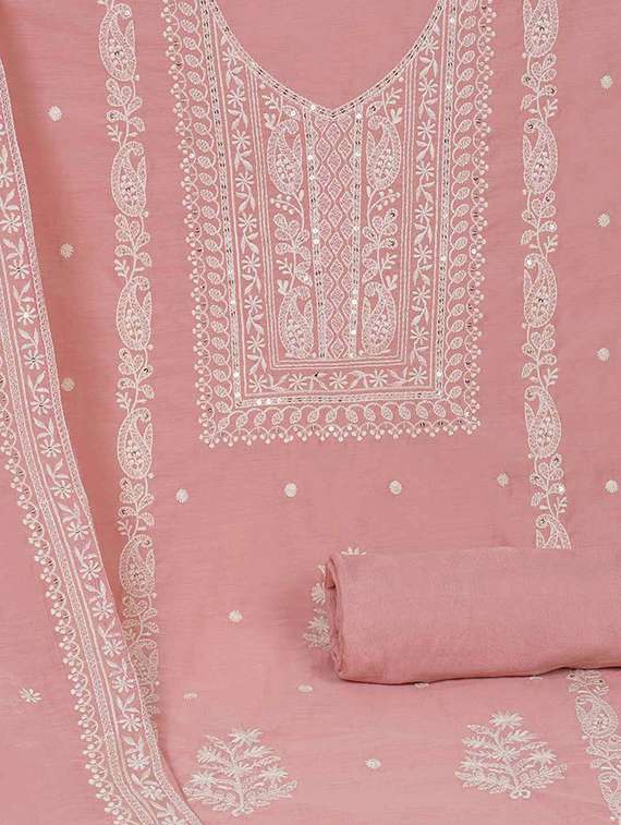 women solid with work embroidered unstitched suit set - 22228841 -  Standard Image - 3