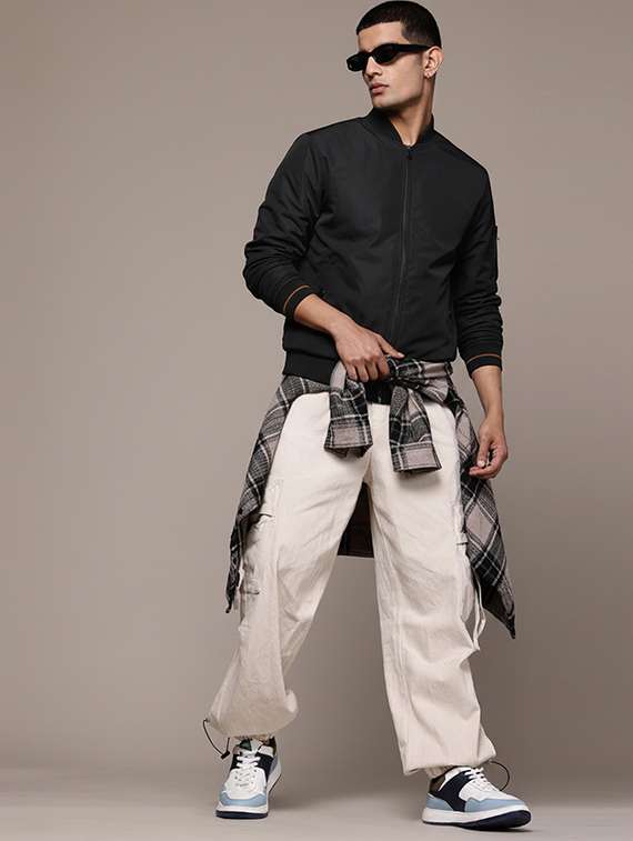 men solid long sleeve lightweight bomber jacket - 22228849 -  Standard Image - 3