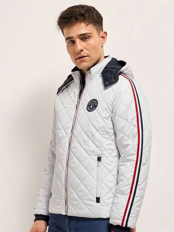 men solid long sleeve puffer jacket