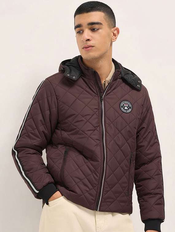 men solid long sleeve puffer jacket