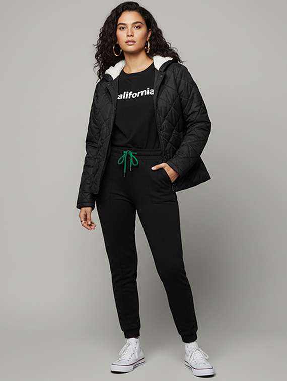 women solid long sleeve hooded quilted jacket - 22228861 -  Standard Image - 3