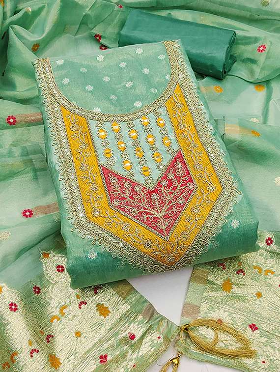 women self design embroidered unstitched suit set - 22228890 -  Zoom Image - 0