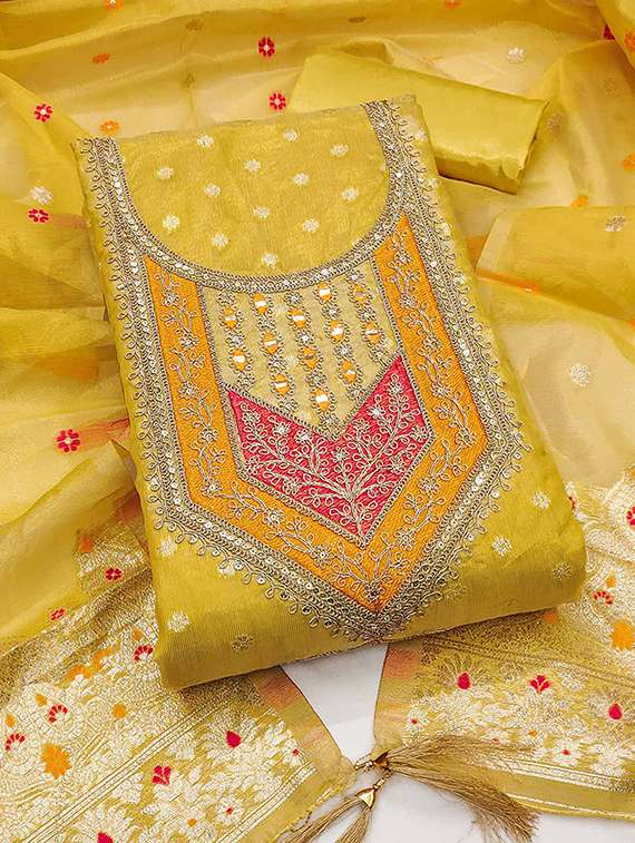 women self design embroidered unstitched suit set