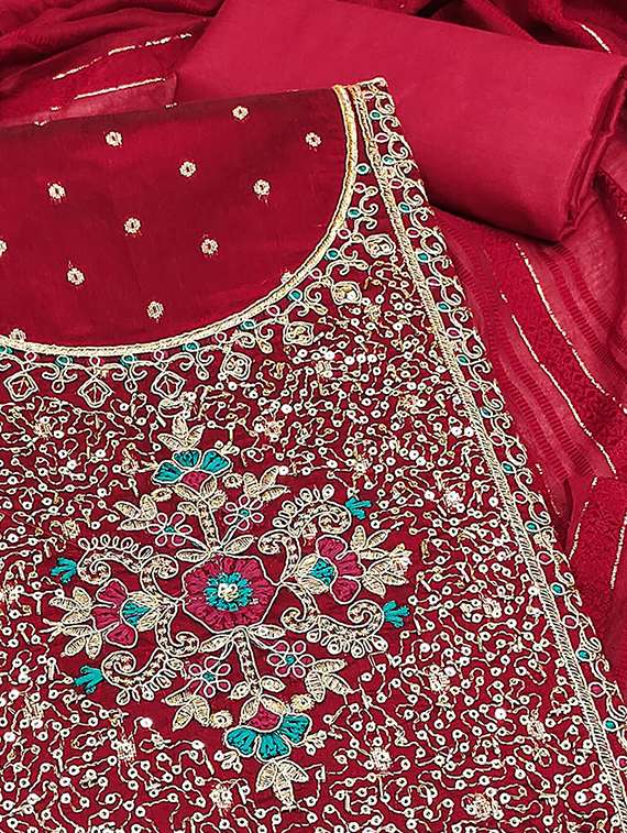 women self design embroidered unstitched suit set - 22228896 -  Standard Image - 3