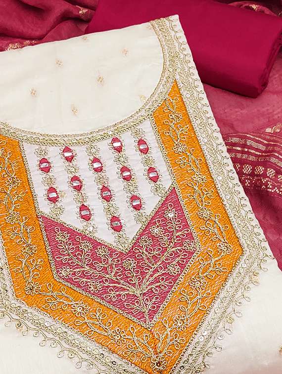 women self design embroidered unstitched suit set - 22228901 -  Standard Image - 3