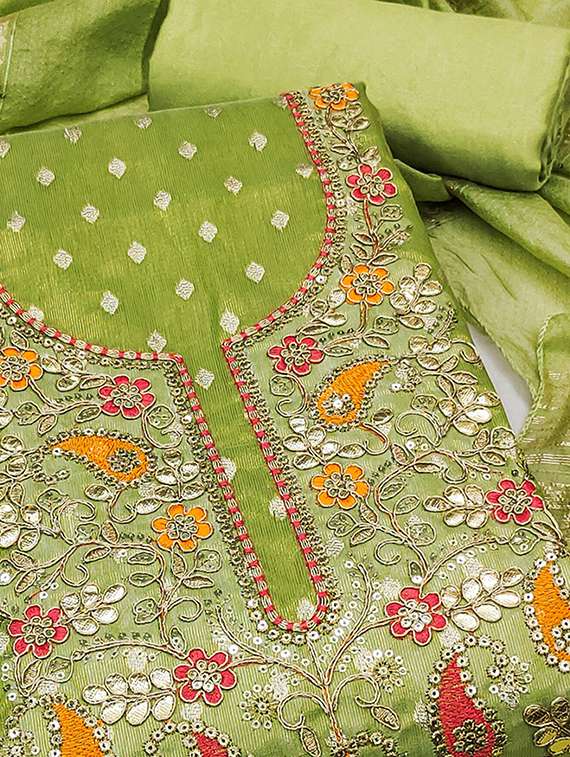 women self design embroidered unstitched suit set - 22228902 -  Standard Image - 3