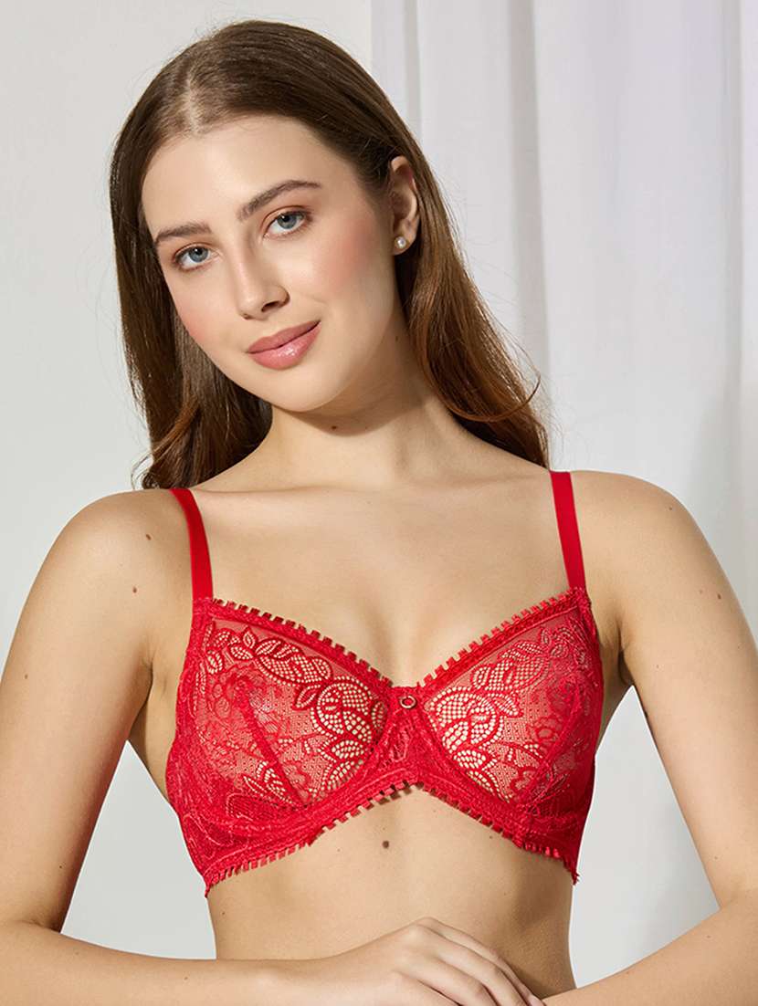 women solid lightly padded lace t-shirt bra