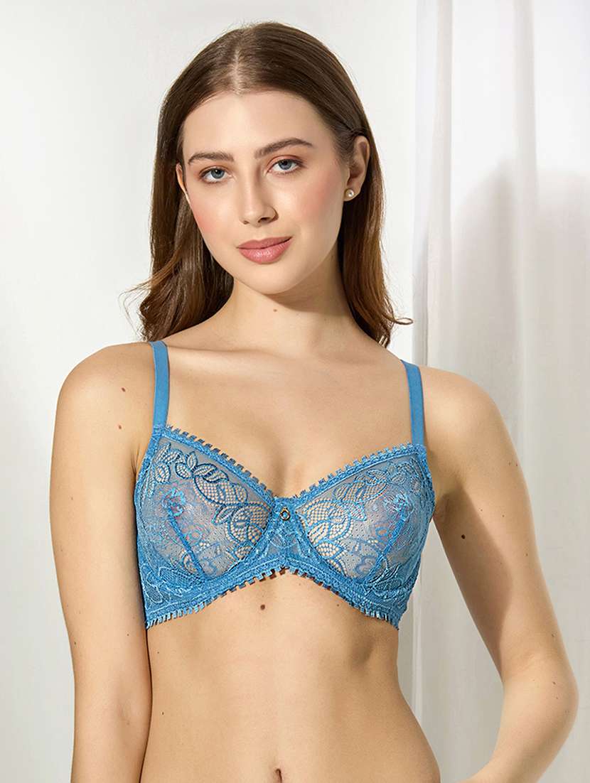 women solid lightly padded lace t-shirt bra - 22228955 -  Standard Image - 3