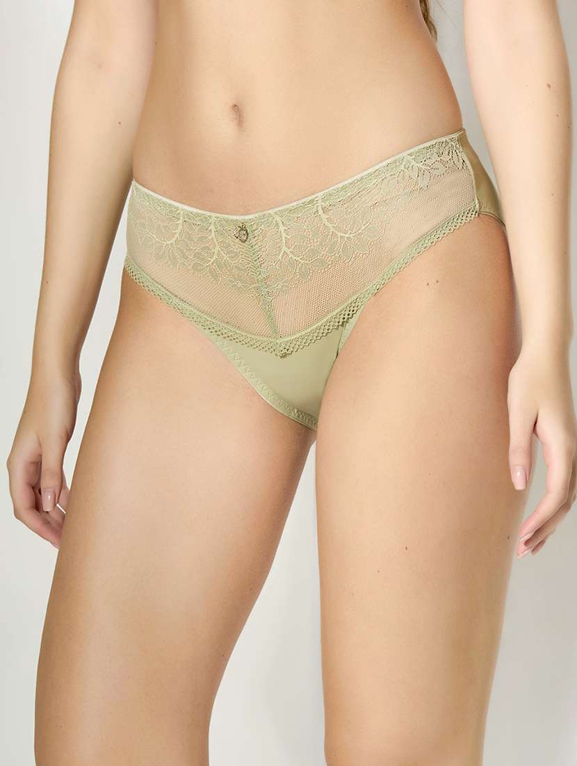 women solid mid rise lace bikni panty - 22228969 -  Standard Image - 3