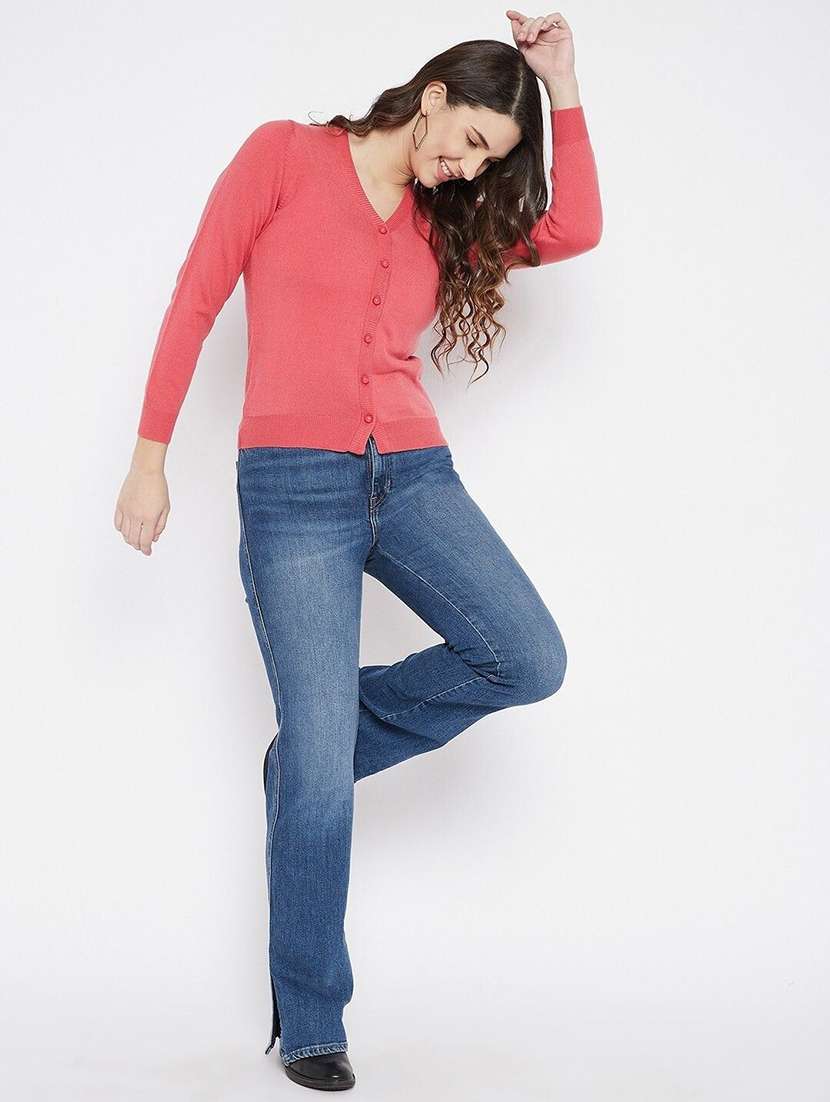 women solid long sleeve cardigan - 22229069 -  Standard Image - 3