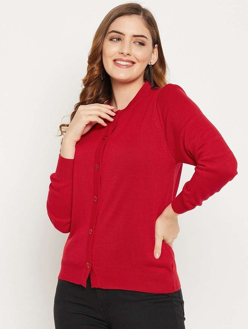 women solid long sleeve cardigan