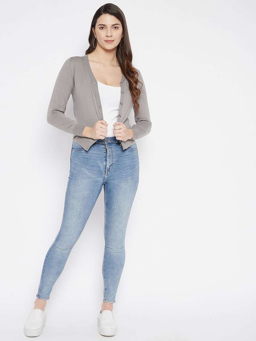 women solid long sleeve cardigan - 22229109 -  Standard Image - 3
