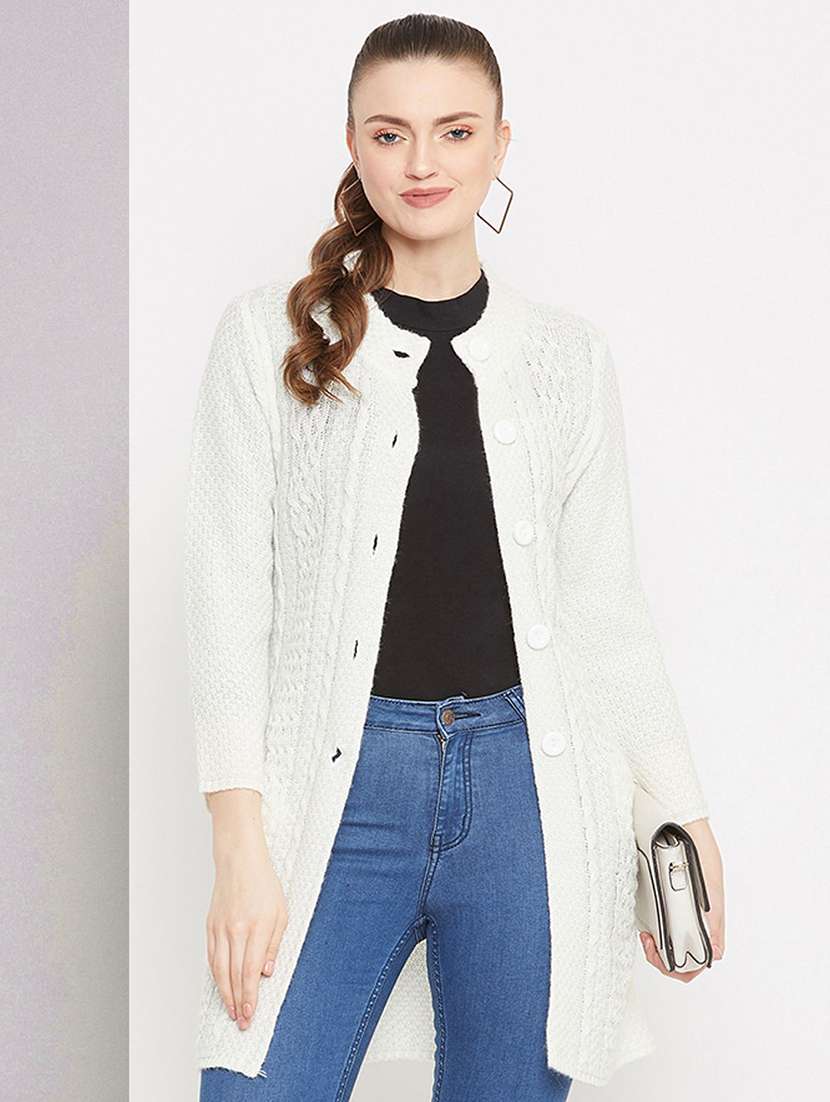 women self designed long sleeve longline cardigan