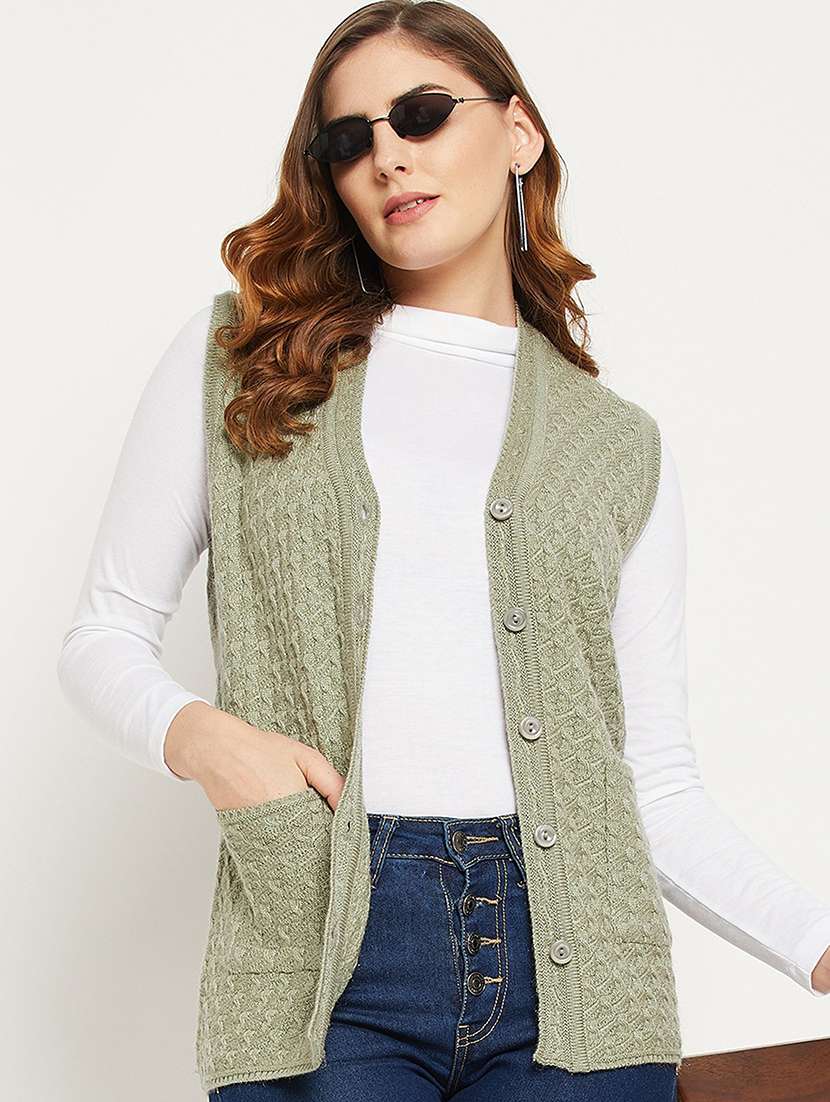 women self designed sleeveless cardigan