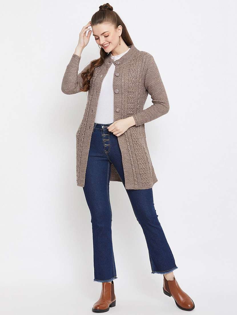 women self designed long sleeve cardigan - 22229313 -  Standard Image - 3