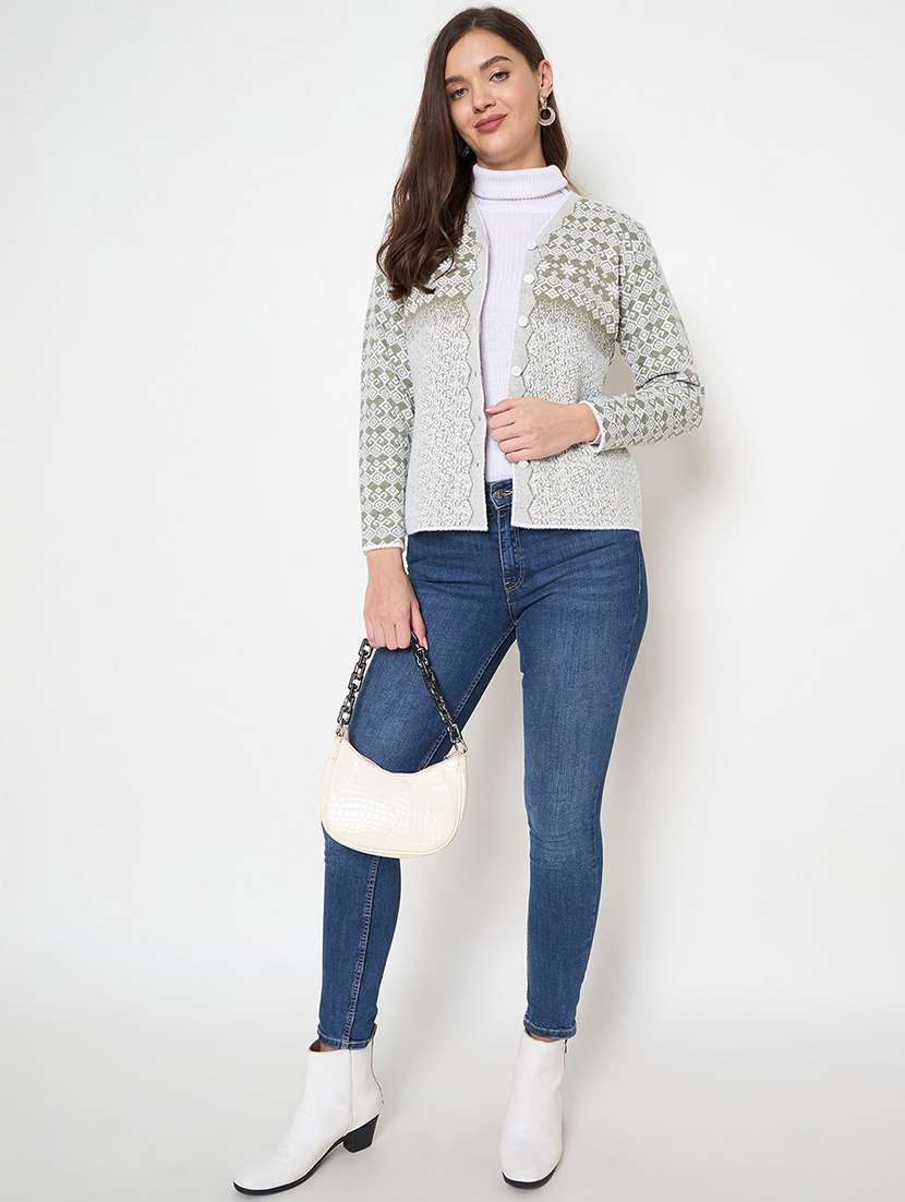 women self designed long sleeve cardigan - 22229338 -  Standard Image - 3