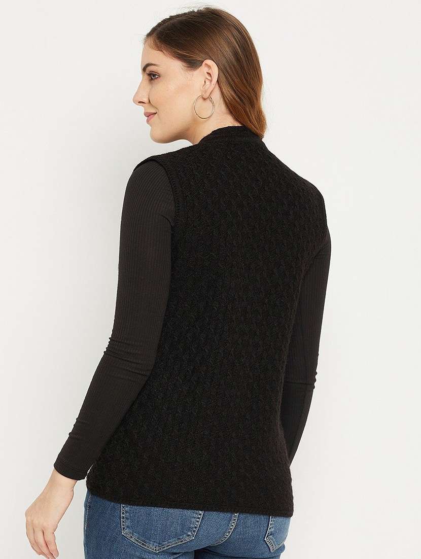 women self designe sleeveless cardigan - 22229353 -  Standard Image - 3