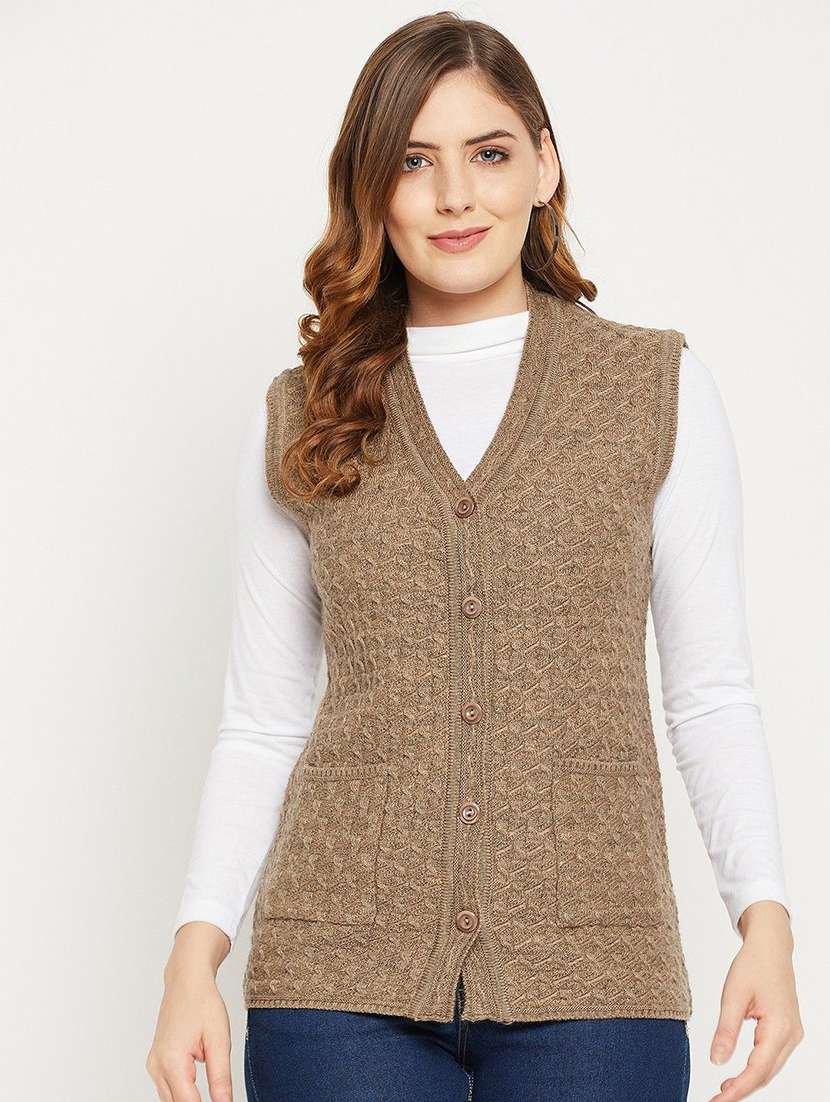 women self designed sleeveless cardigan