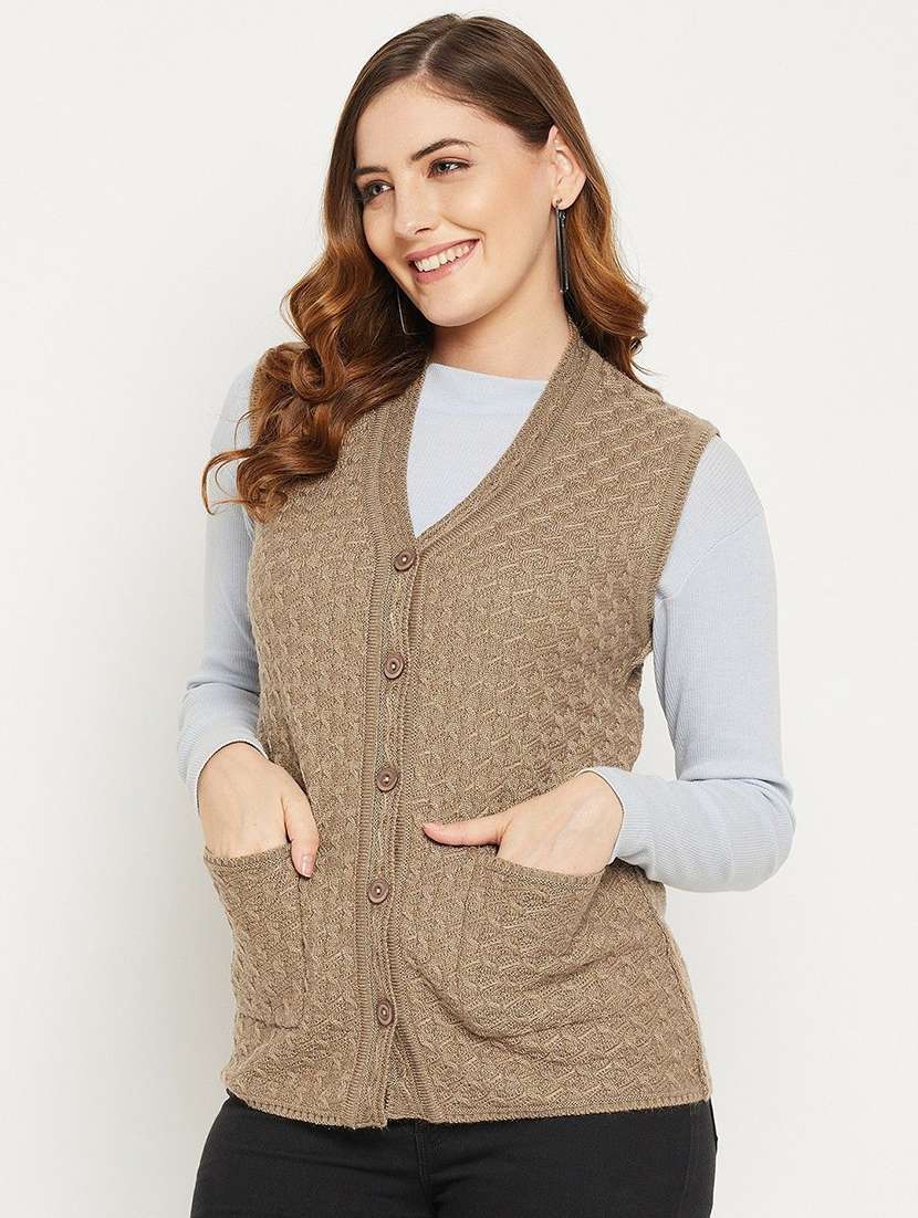 women self designed sleeveless cardigan