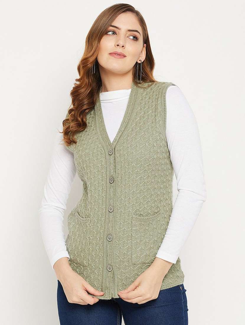 women self designed sleeveless cardigan