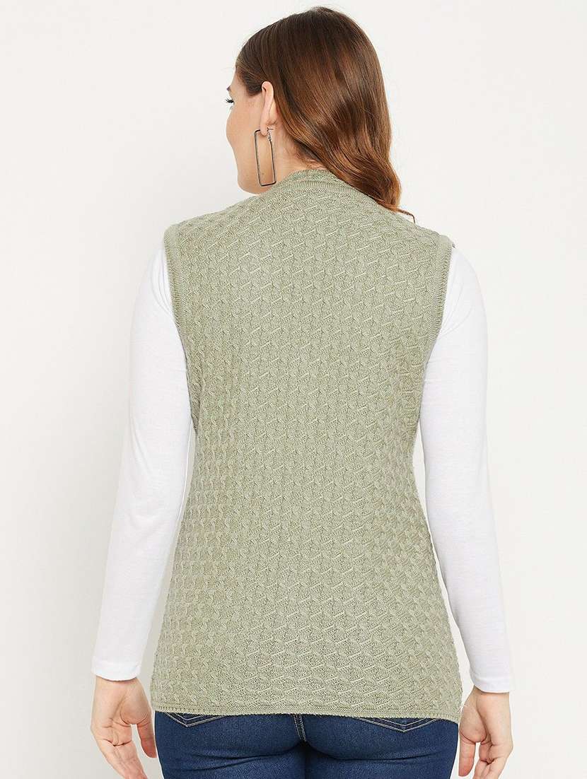 women self designed sleeveless cardigan - 22229367 -  Standard Image - 3