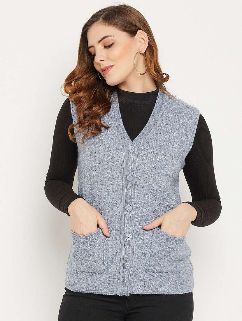 women self designed sleeveless cardigan
