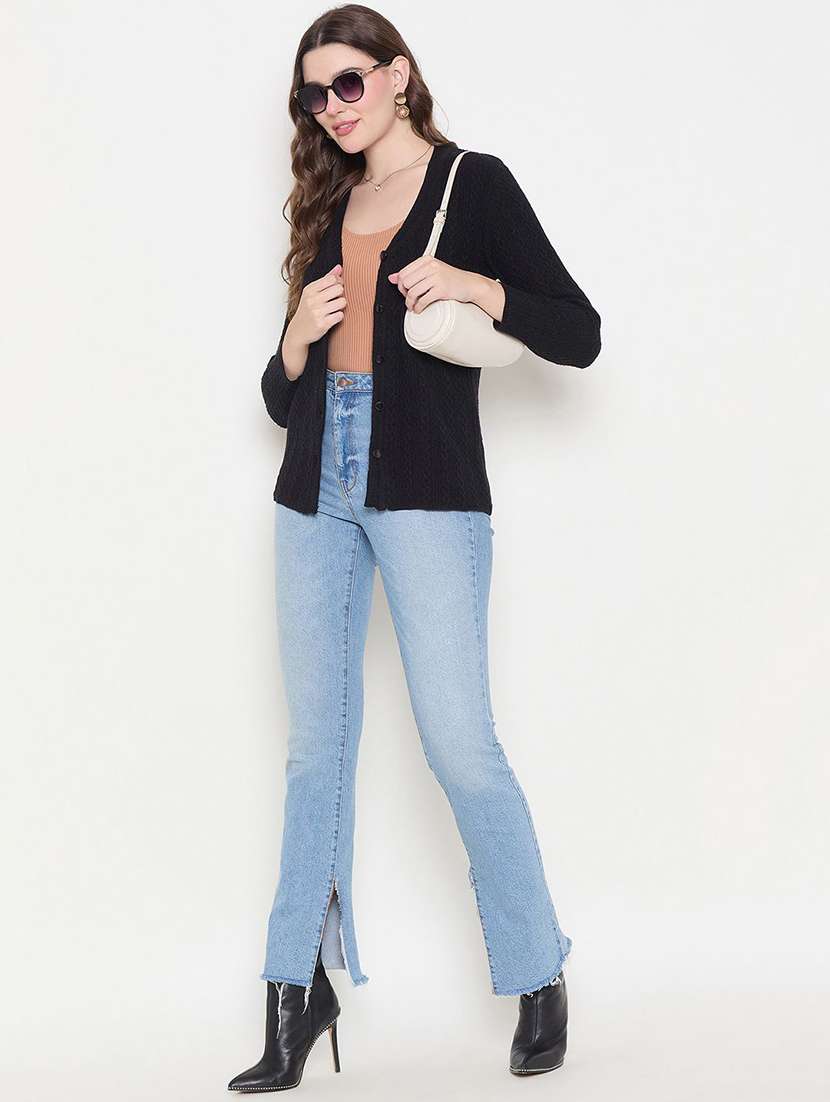 women self designed sleeveless cardigan - 22229397 -  Standard Image - 3