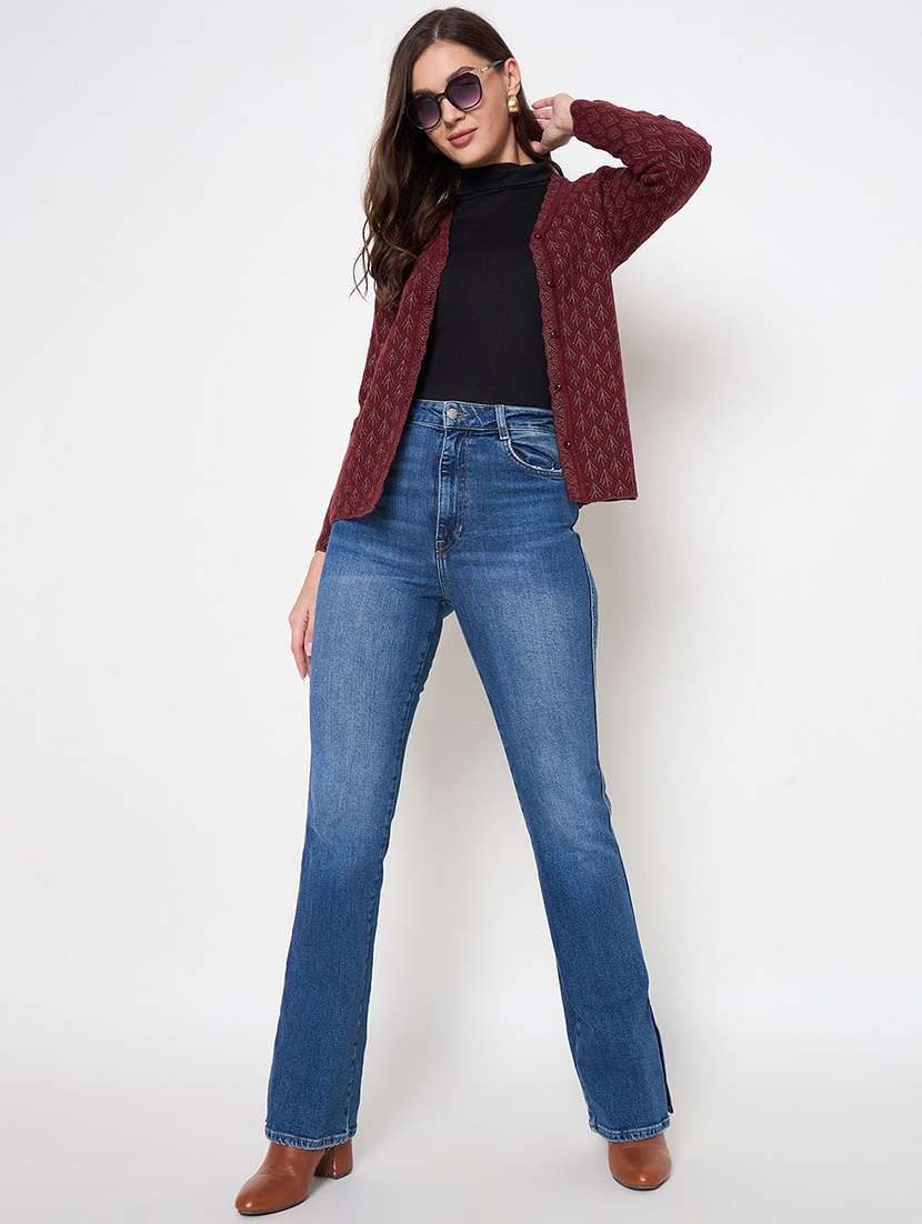 women self designed long sleeve cardigan - 22229446 -  Standard Image - 3