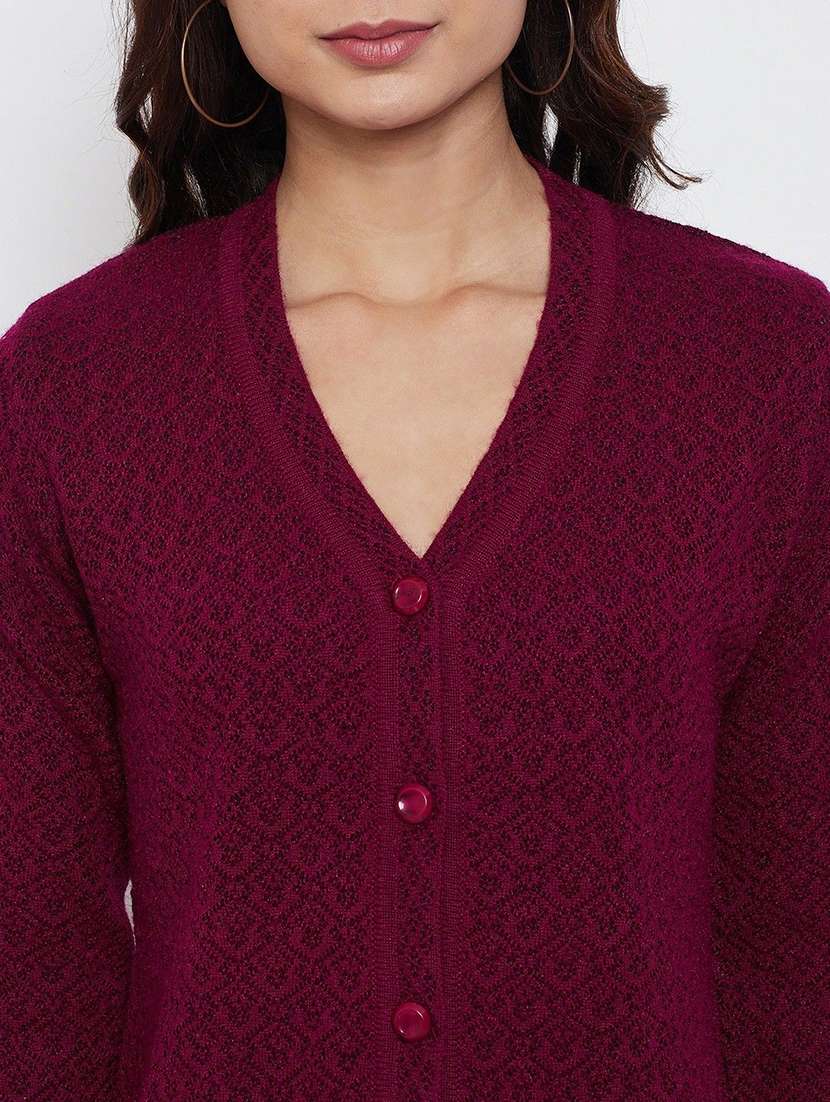 women self designed long sleeve cardigan - 22229465 -  Standard Image - 3