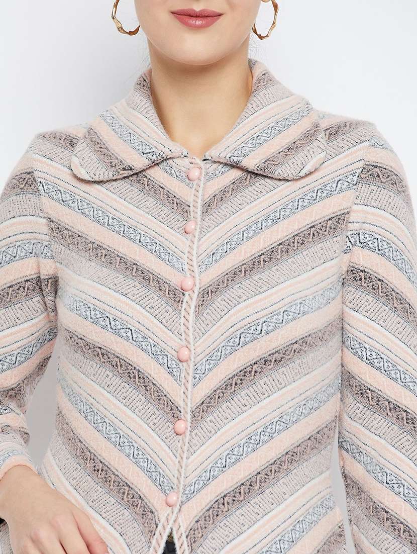 women self designed long sleeve cardigan - 22229478 -  Standard Image - 3